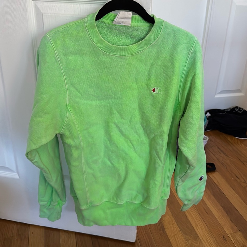 CHAMPION neon green crew neck sweater